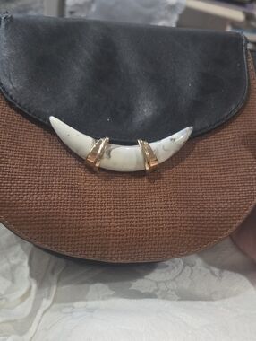 Stella & Dot Women's Brown and Black Crossbody Bag with White Accent